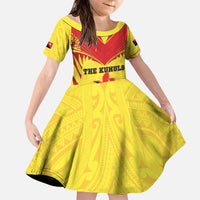 Papua New Guinea Rugby Custom Family Matching Off Shoulder Maxi Dress and Hawaiian Shirt Kumuls Heritage LT05 Daughter's Dress Yellow - Polynesian Pride
