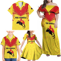Papua New Guinea Rugby Custom Family Matching Off Shoulder Maxi Dress and Hawaiian Shirt Kumuls Heritage LT05 - Polynesian Pride