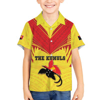 Papua New Guinea Rugby Custom Family Matching Puletasi and Hawaiian Shirt Kumuls Heritage LT05 Son's Shirt Yellow - Polynesian Pride