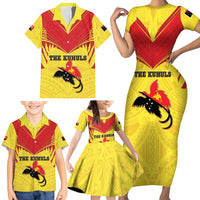 Papua New Guinea Rugby Custom Family Matching Short Sleeve Bodycon Dress and Hawaiian Shirt Kumuls Heritage LT05 - Polynesian Pride