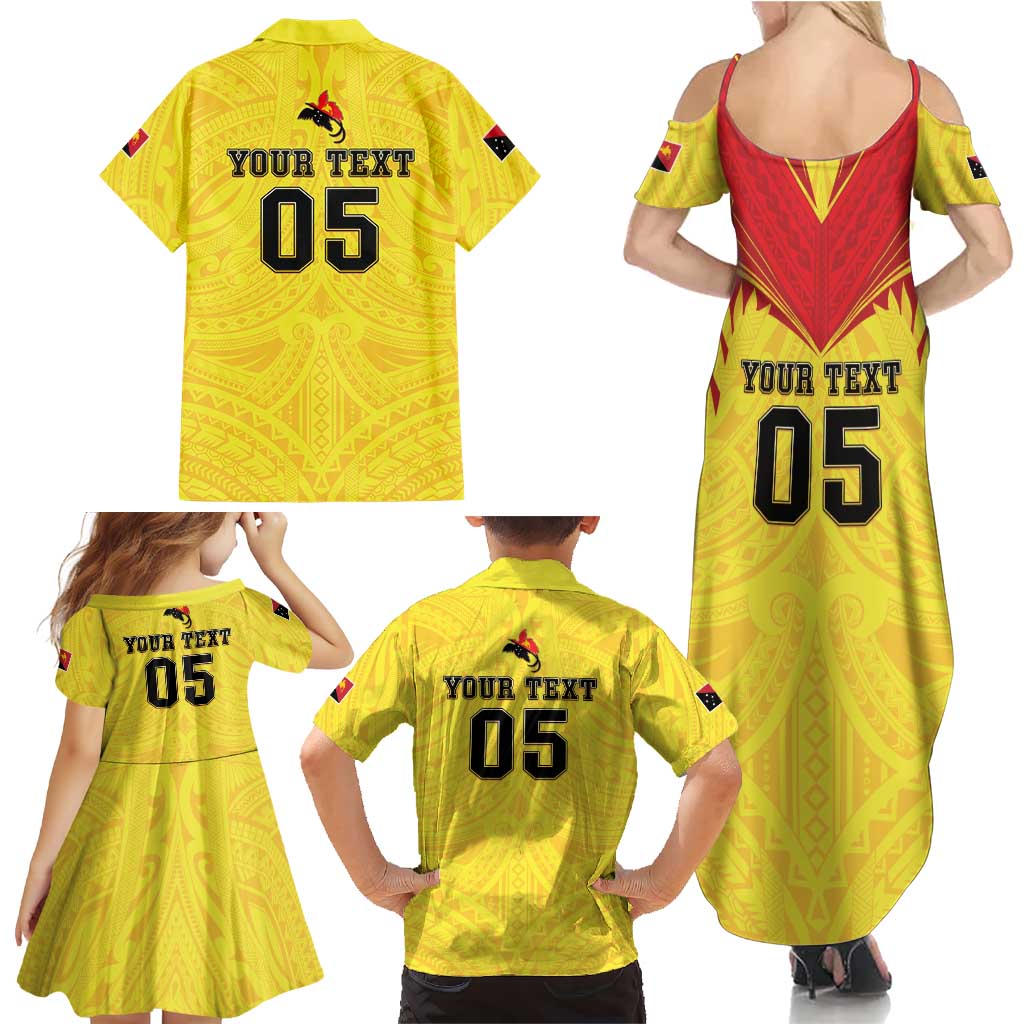 Papua New Guinea Rugby Custom Family Matching Summer Maxi Dress and Hawaiian Shirt Kumuls Heritage LT05 - Polynesian Pride