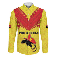 Papua New Guinea Rugby Custom Family Matching Summer Maxi Dress and Hawaiian Shirt Kumuls Heritage LT05 Dad's Shirt - Long Sleeve Yellow - Polynesian Pride