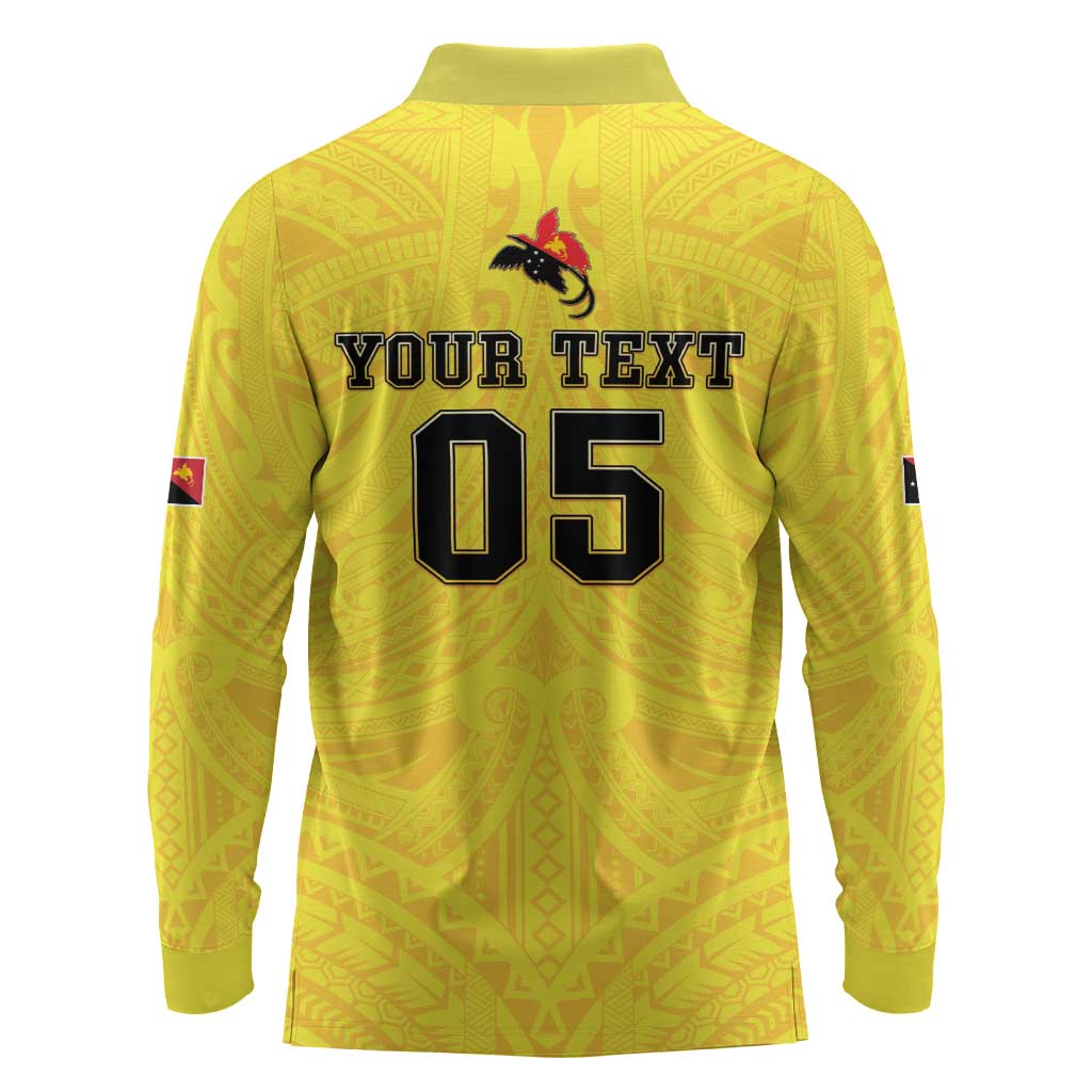 Papua New Guinea Rugby Custom Long Sleeve Polo Shirt Kumuls Heritage