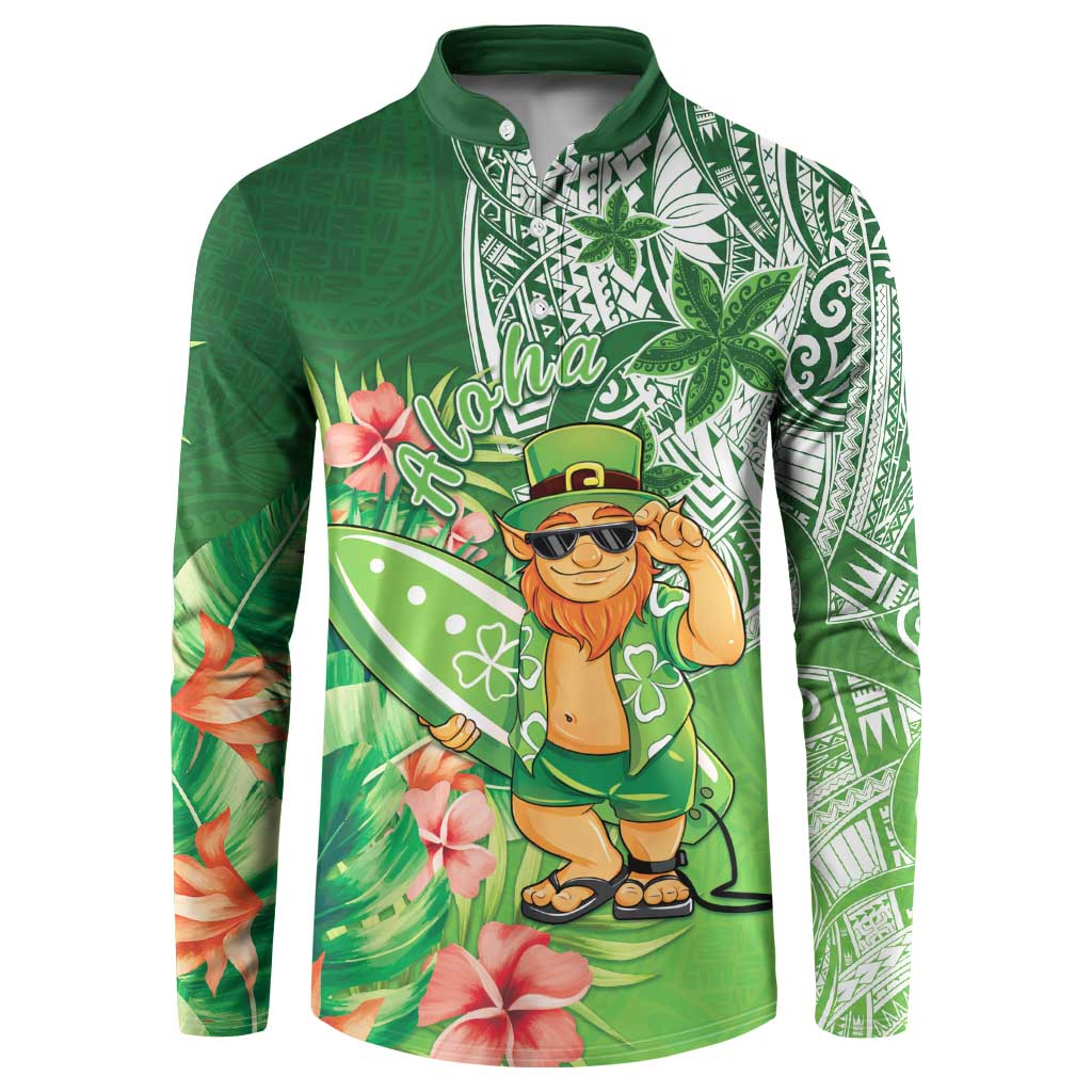 Aloha Hawaii St Patrick's Day Button Sweatshirt Polynesian Style