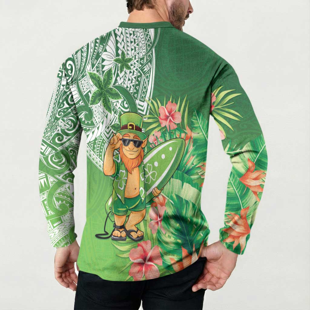 Aloha Hawaii St Patrick's Day Button Sweatshirt Polynesian Style