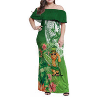 Aloha Hawaii St Patrick's Day Family Matching Off Shoulder Maxi Dress and Hawaiian Shirt Polynesian Style