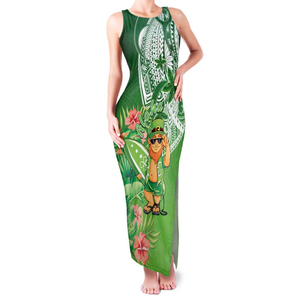 Aloha Hawaii St Patrick's Day Family Matching Tank Maxi Dress and Hawaiian Shirt Polynesian Style