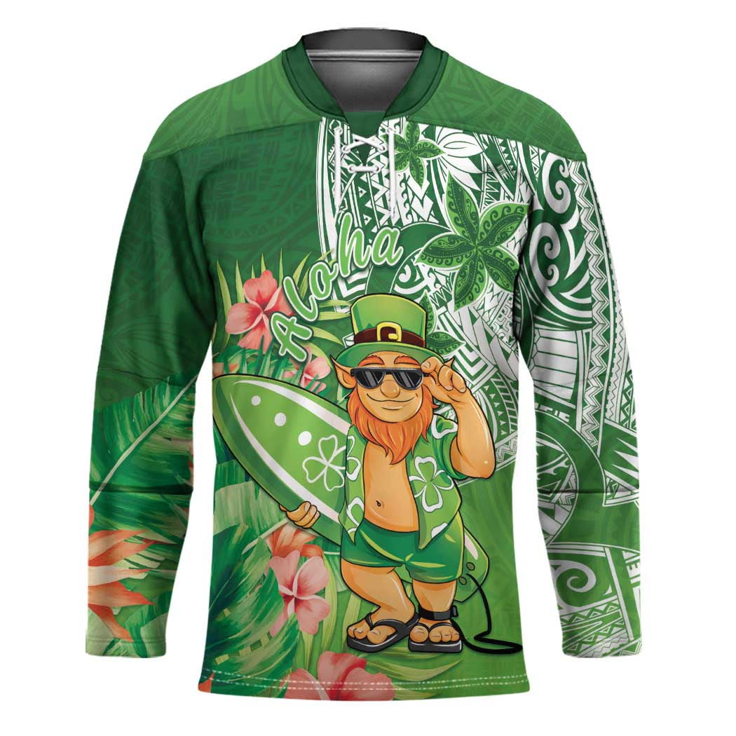 Aloha Hawaii St Patrick's Day Hockey Jersey Polynesian Style