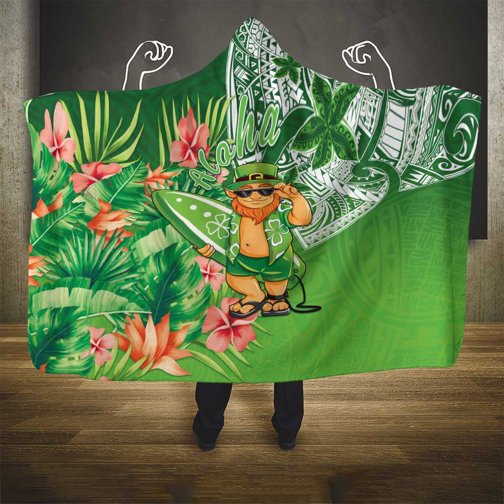 Aloha Hawaii St Patrick's Day Hooded Blanket Polynesian Style