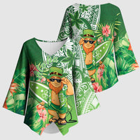 Aloha Hawaii St Patrick's Day Kimono Sleeve Blouse Polynesian Style