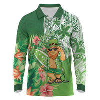 Aloha Hawaii St Patrick's Day Long Sleeve Polo Shirt Polynesian Style