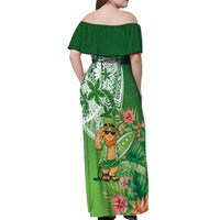 Aloha Hawaii St Patrick's Day Off Shoulder Maxi Dress Polynesian Style