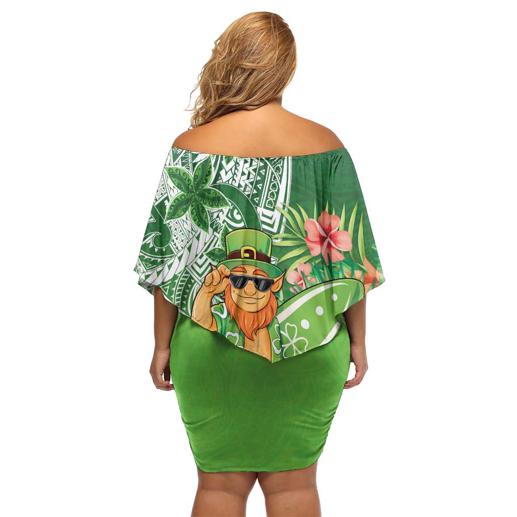 Aloha Hawaii St Patrick's Day Off Shoulder Short Dress Polynesian Style