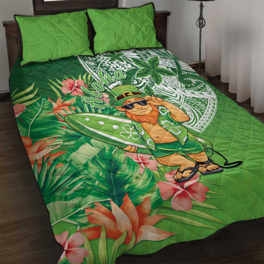 Aloha Hawaii St Patrick's Day Quilt Bed Set Polynesian Style