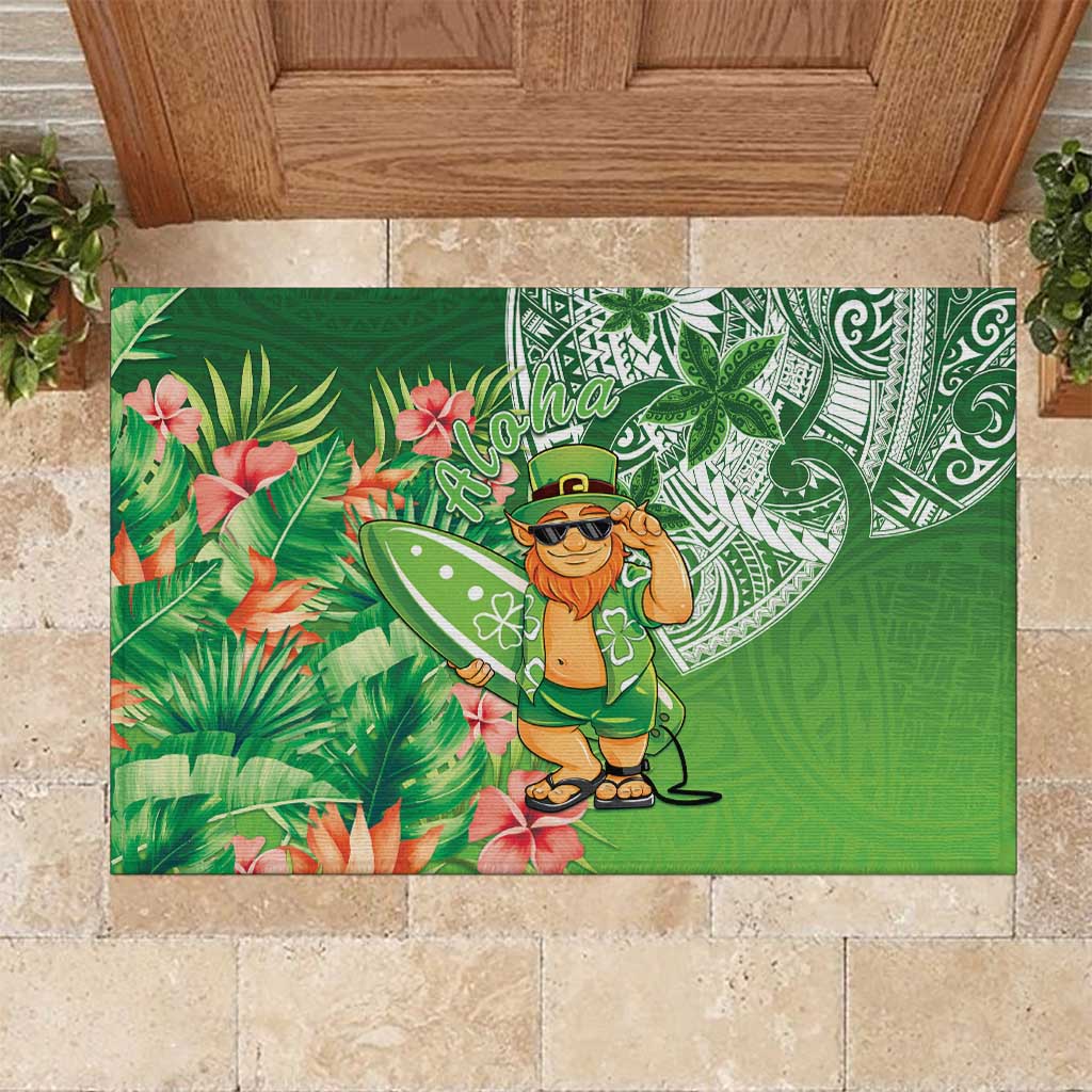 Aloha Hawaii St Patrick's Day Rubber Doormat Polynesian Style
