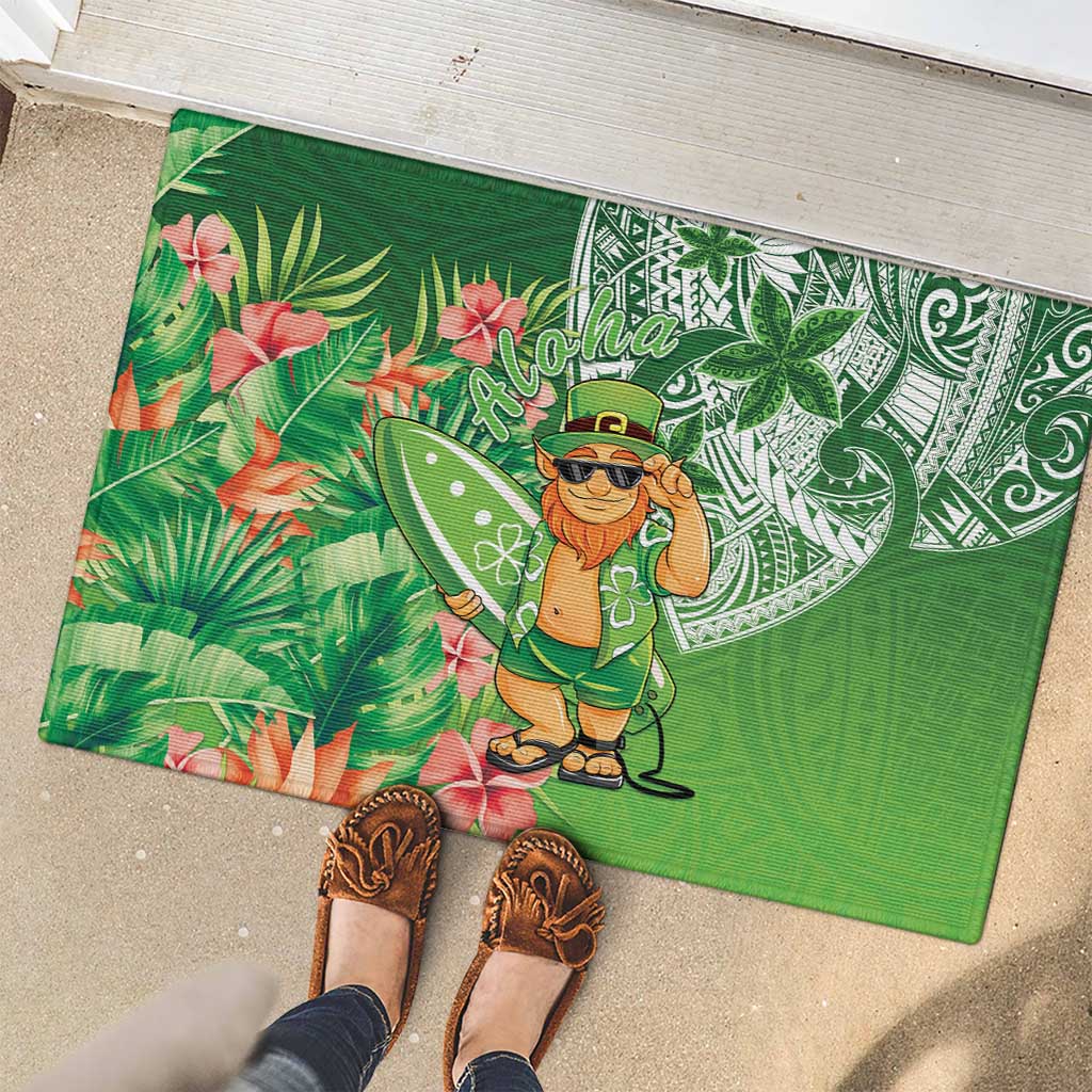 Aloha Hawaii St Patrick's Day Rubber Doormat Polynesian Style