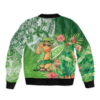 Aloha Hawaii St Patrick's Day Sleeve Zip Bomber Jacket Polynesian Style