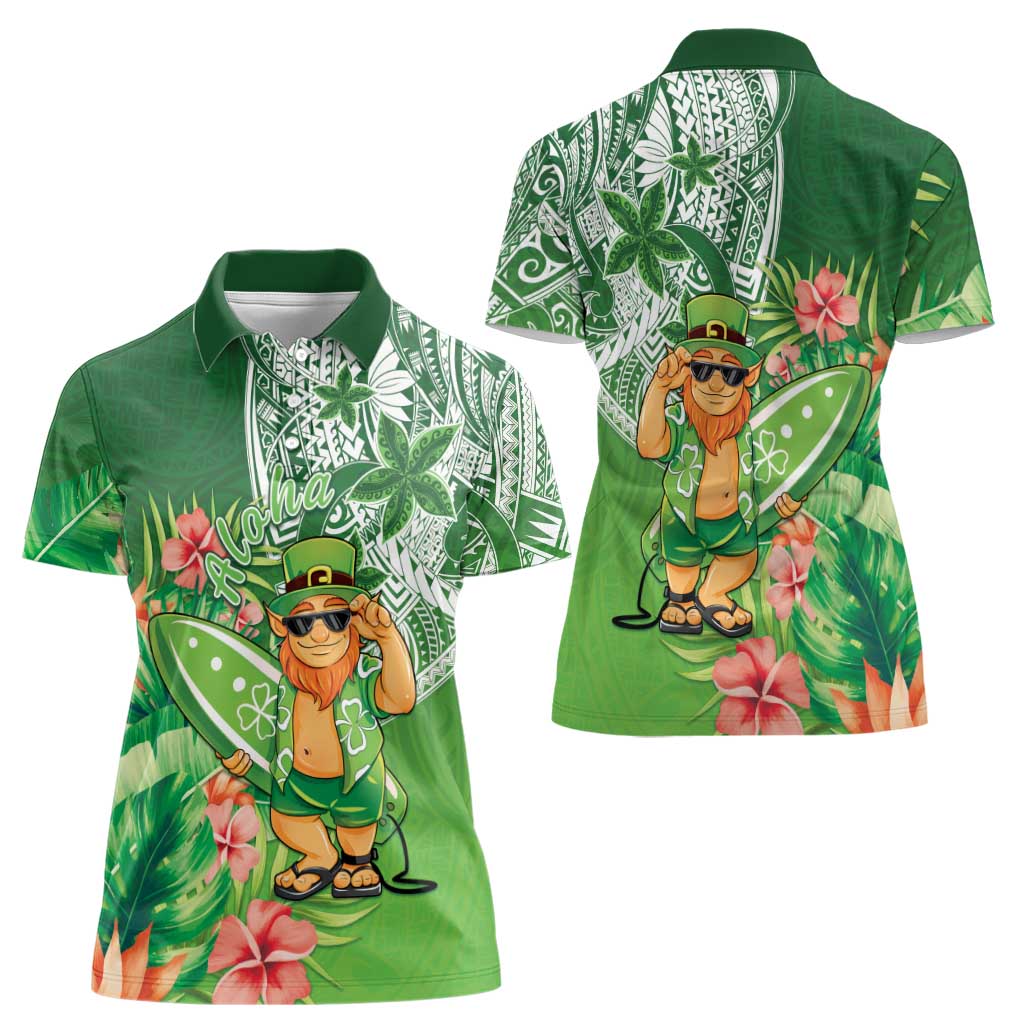 Aloha Hawaii St Patrick's Day Women Polo Shirt Polynesian Style