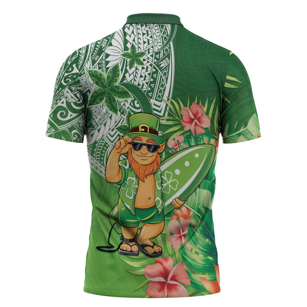 Aloha Hawaii St Patrick's Day Zipper Polo Shirt Polynesian Style
