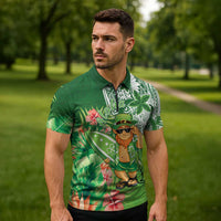 Aloha Hawaii St Patrick's Day Zipper Polo Shirt Polynesian Style