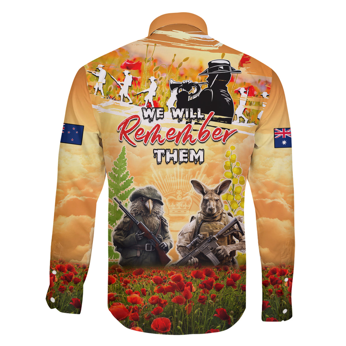 Australia And New Zealand ANZAC Day Family Matching Summer Maxi Dress and Hawaiian Shirt Kangaroo And Kiwi Bird Soldiers Lest We Forget LT05 - Polynesian Pride