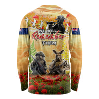 Australia And New Zealand ANZAC Day Long Sleeve Shirt Kangaroo And Kiwi Bird Soldiers Lest We Forget LT05 - Polynesian Pride