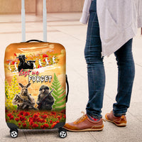 Australia And New Zealand ANZAC Day Luggage Cover Kangaroo And Kiwi Bird Soldiers Lest We Forget LT05 Yellow - Polynesian Pride
