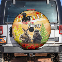 Australia And New Zealand ANZAC Day Spare Tire Cover Kangaroo And Kiwi Bird Soldiers Lest We Forget LT05 Yellow - Polynesian Pride