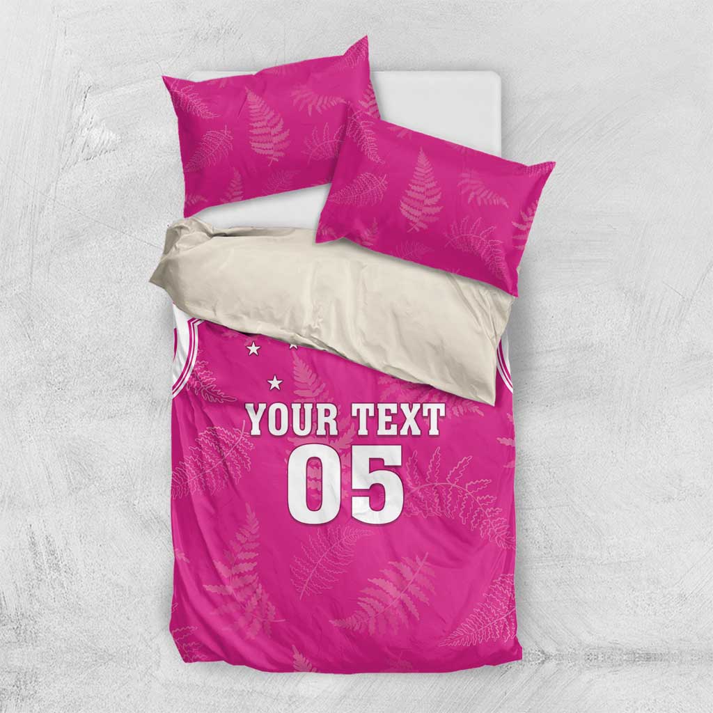 New Zealand Fern Women Rugby Custom Bedding Set Pink Maori Pattern
