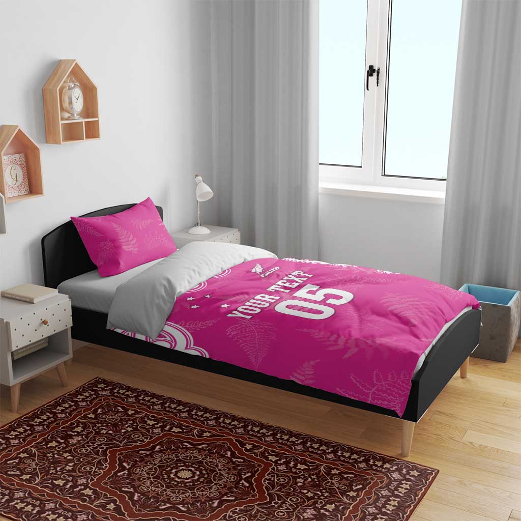 New Zealand Fern Women Rugby Custom Bedding Set Pink Maori Pattern