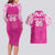 New Zealand Fern Women Rugby Custom Couples Matching Long Sleeve Bodycon Dress and Hawaiian Shirt Pink Maori Pattern