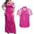 New Zealand Fern Women Rugby Custom Couples Matching Off Shoulder Maxi Dress and Hawaiian Shirt Pink Maori Pattern
