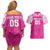 New Zealand Fern Women Rugby Custom Couples Matching Off Shoulder Short Dress and Hawaiian Shirt Pink Maori Pattern