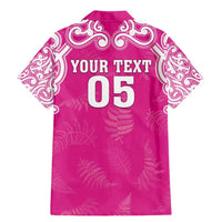 New Zealand Fern Women Rugby Custom Family Matching Mermaid Dress and Hawaiian Shirt Pink Maori Pattern LT05 - Polynesian Pride