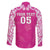 New Zealand Fern Women Rugby Custom Family Matching Off The Shoulder Long Sleeve Dress and Hawaiian Shirt Pink Maori Pattern