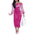 New Zealand Fern Women Rugby Custom Family Matching Off The Shoulder Long Sleeve Dress and Hawaiian Shirt Pink Maori Pattern