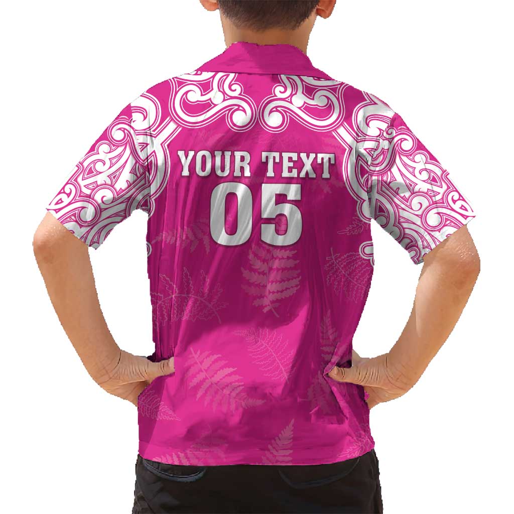 New Zealand Fern Women Rugby Custom Family Matching Puletasi and Hawaiian Shirt Pink Maori Pattern LT05 - Polynesian Pride
