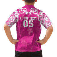 New Zealand Fern Women Rugby Custom Family Matching Puletasi and Hawaiian Shirt Pink Maori Pattern LT05 - Polynesian Pride