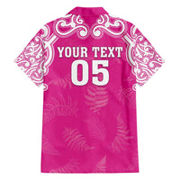 New Zealand Fern Women Rugby Custom Family Matching Puletasi and Hawaiian Shirt Pink Maori Pattern LT05 - Polynesian Pride