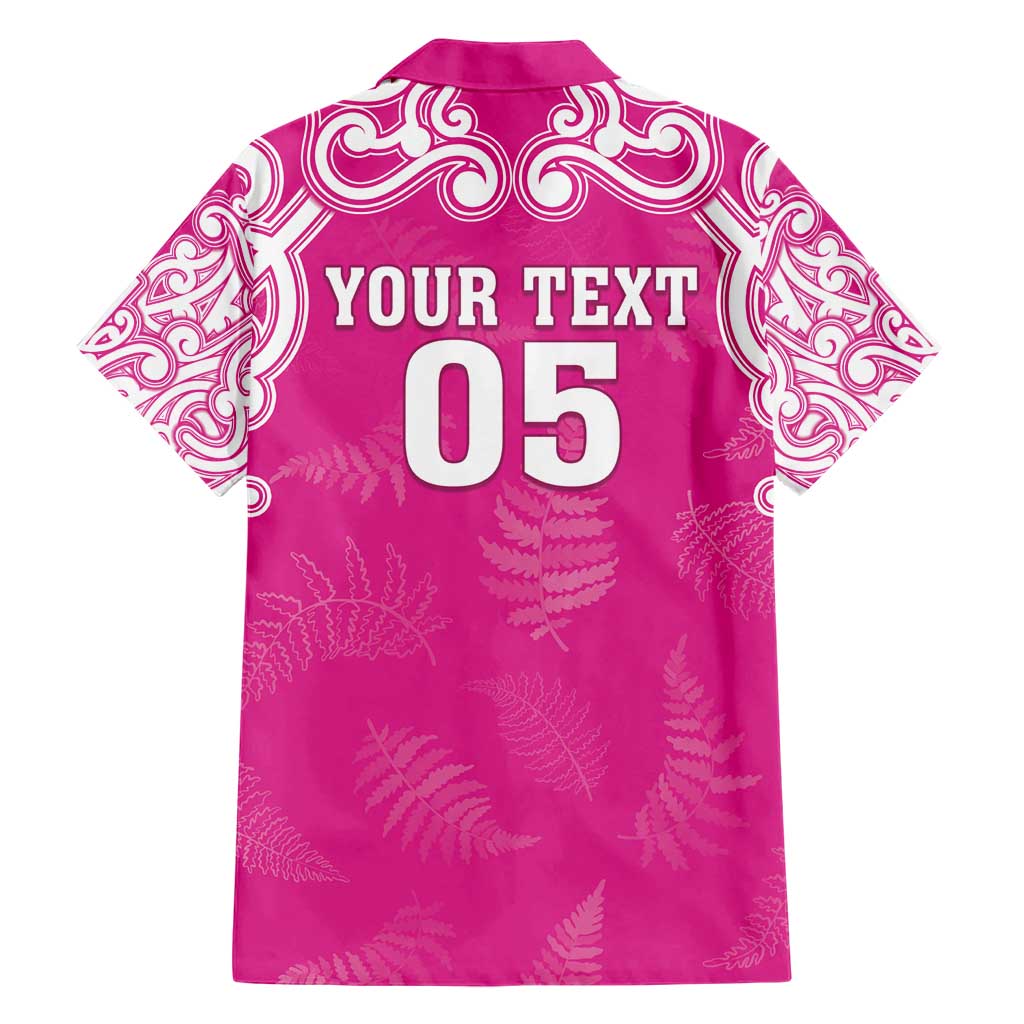 New Zealand Fern Women Rugby Custom Family Matching Short Sleeve Bodycon Dress and Hawaiian Shirt Pink Maori Pattern LT05 - Polynesian Pride