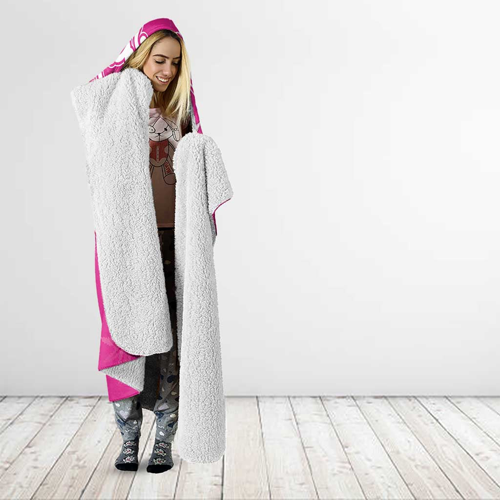New Zealand Fern Women Rugby Custom Hooded Blanket Pink Maori Pattern