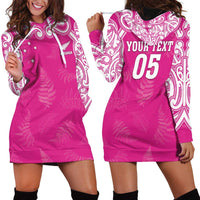 New Zealand Fern Women Rugby Custom Hoodie Dress Pink Maori Pattern LT05 - Polynesian Pride