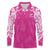 New Zealand Fern Women Rugby Custom Long Sleeve Polo Shirt Pink Maori Pattern