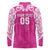 New Zealand Fern Women Rugby Custom Long Sleeve Polo Shirt Pink Maori Pattern