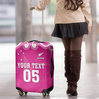 New Zealand Fern Women Rugby Custom Luggage Cover Pink Maori Pattern