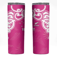 New Zealand Fern Women Rugby Custom Skinny Tumbler Pink Maori Pattern LT05 Pink - Polynesian Pride