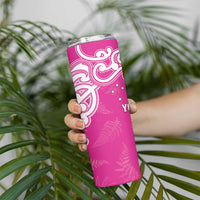 New Zealand Fern Women Rugby Custom Skinny Tumbler Pink Maori Pattern LT05 - Polynesian Pride