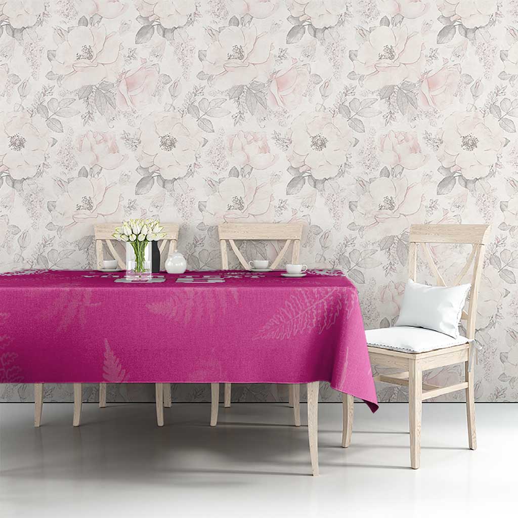 New Zealand Fern Women Rugby Custom Tablecloth Pink Maori Pattern