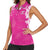 New Zealand Fern Women Rugby Custom Women Sleeveless Polo Shirt Pink Maori Pattern