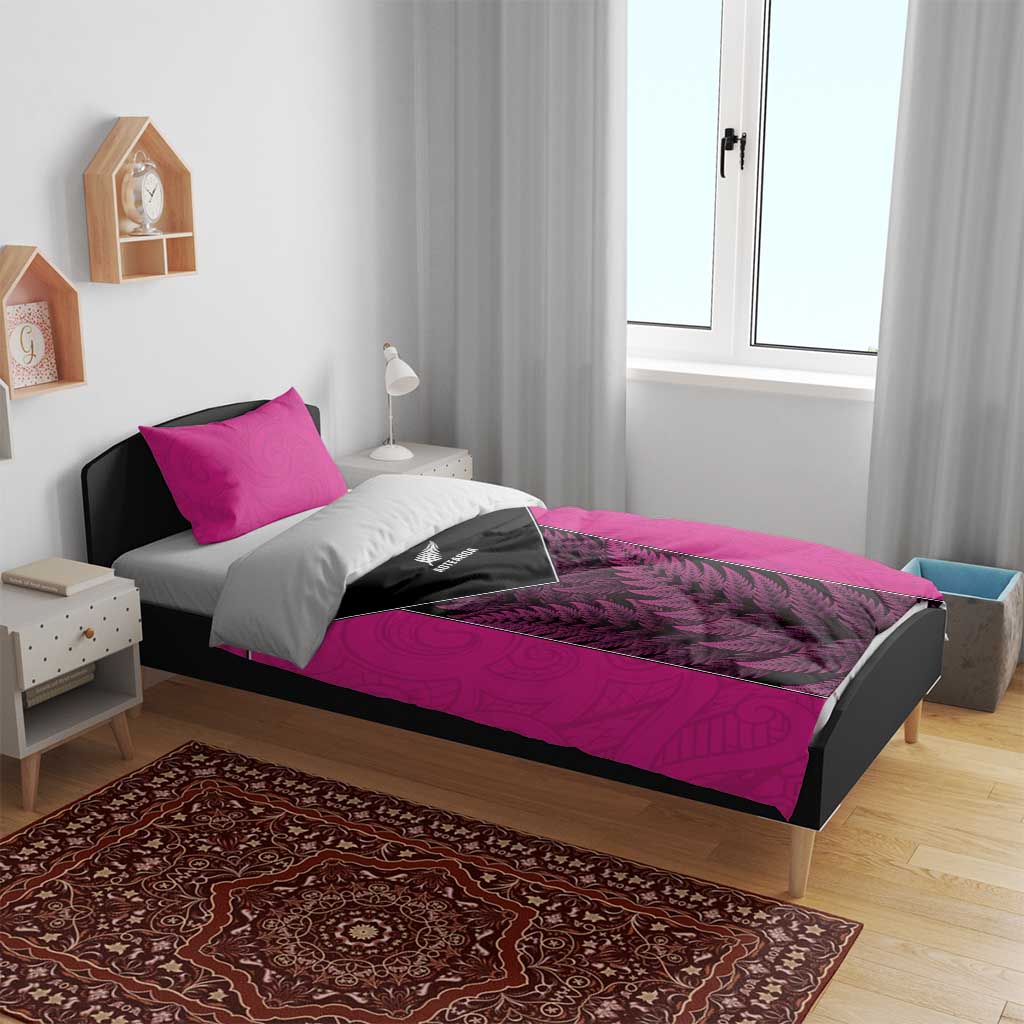 New Zealand Fern Rugby Bedding Set Pink Maori Pattern
